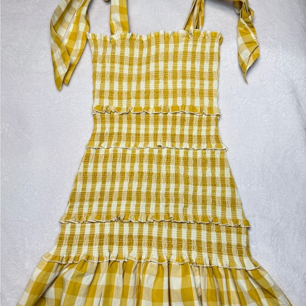 Mable Dress | Yellow and White Gingham | Tie Shoulders | Size M - Picture 2 of 4